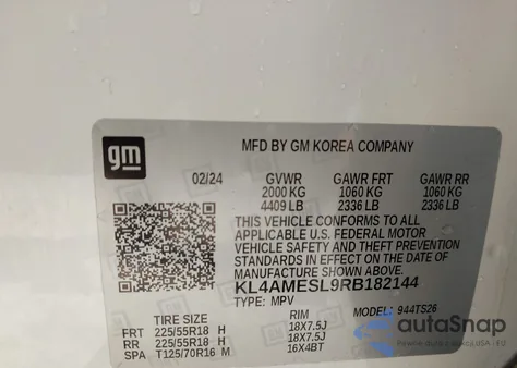 2024 Buick Encore Gx Sport Touring Awd z USA, uszkodzony, nr VIN KL4AMESL9RB182144